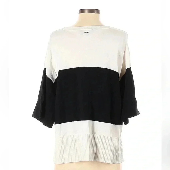 DKNY | Classic Designer Black & White Color Block Pullover Sweater Size Small S - Picture 2 of 2